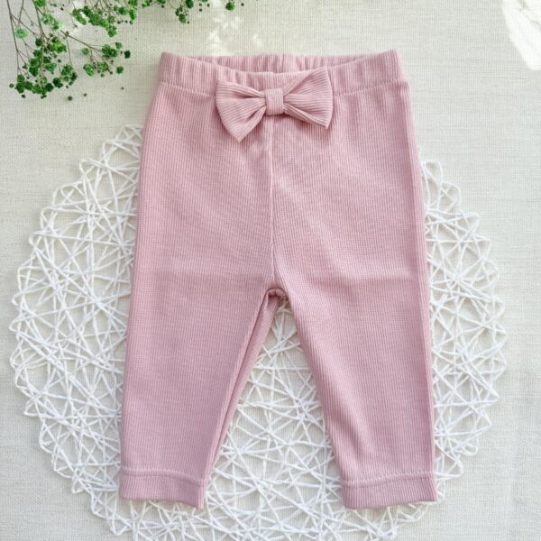 Legginsy prążkowane pudrowy róż - obrazek 4
