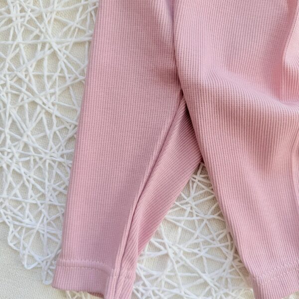 Legginsy prążkowane pudrowy róż - obrazek 2