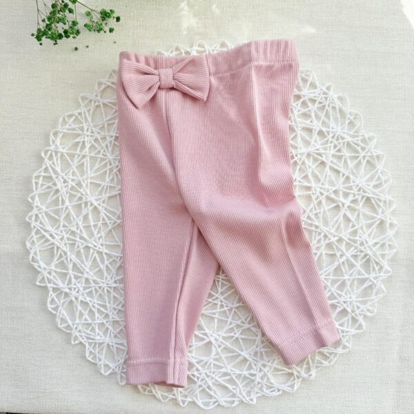 Legginsy prążkowane pudrowy róż