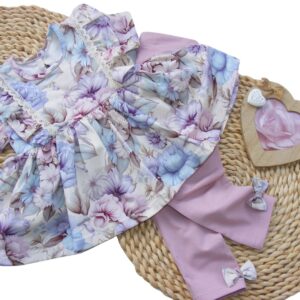 Komplet dla dziewczynki tunika i legginsy roz. 86,92,98