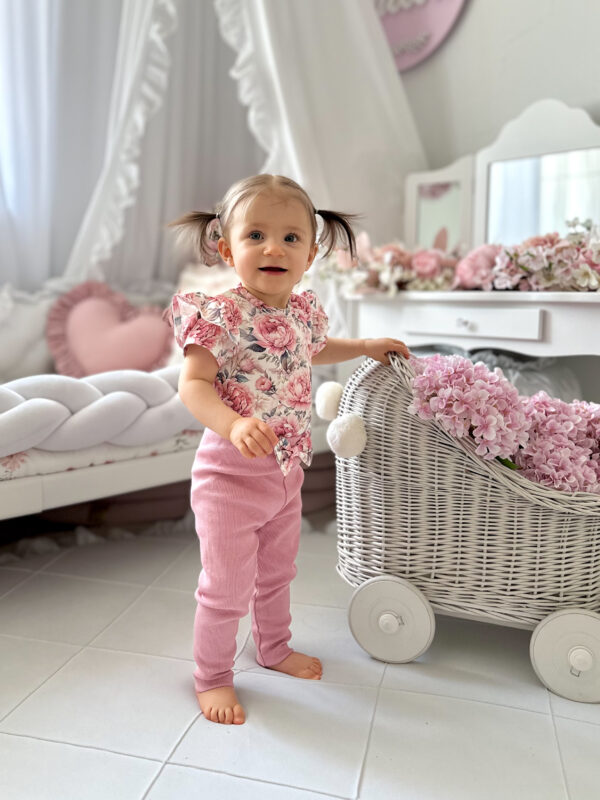 Komplet PIWONIE body i legginsy prążek z kokardą - obrazek 3