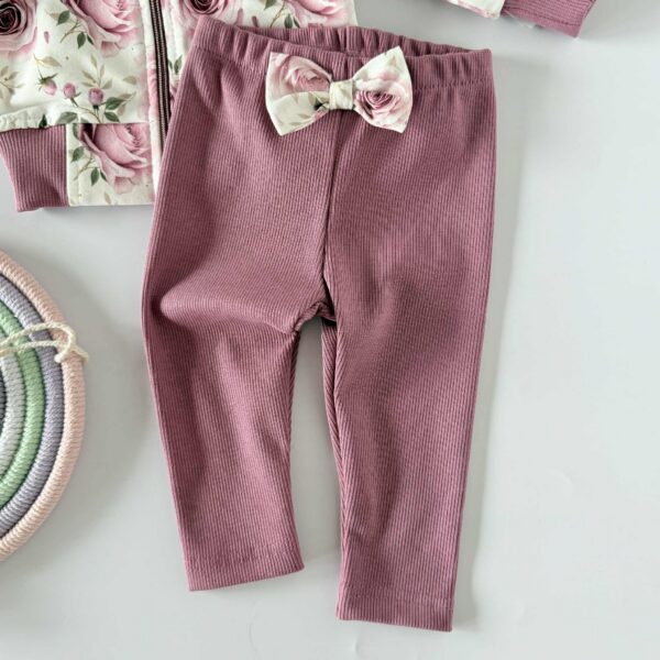 Komplet bluza bomber i legginsy prążek ogród róż - obrazek 4
