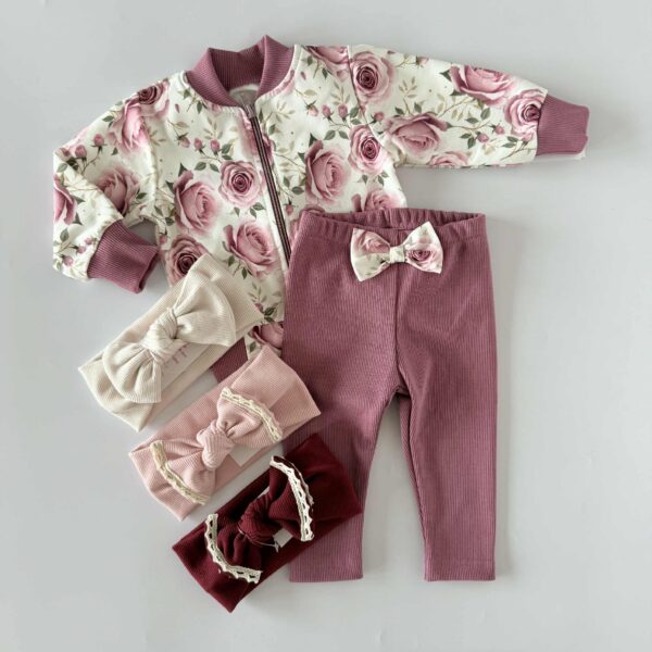 Komplet bluza bomber i legginsy prążek ogród róż - obrazek 6