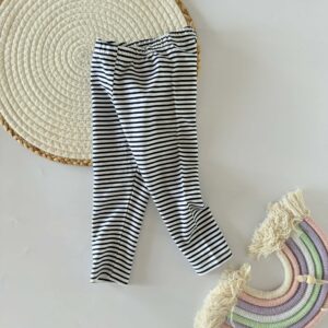 Legginsy bawełniane w granatowe paseczki