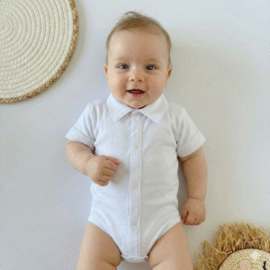 Biała bodo-koszula krótki rękaw