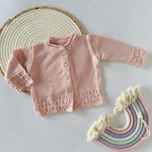 Sweterek dziewczęcy pudrowy róż roz. 86