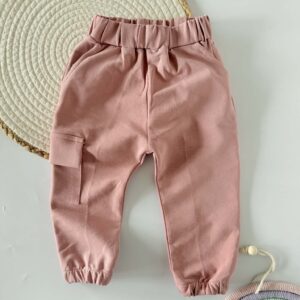 Spodnie pudrowy róż z kieszenią roz. 74, 86